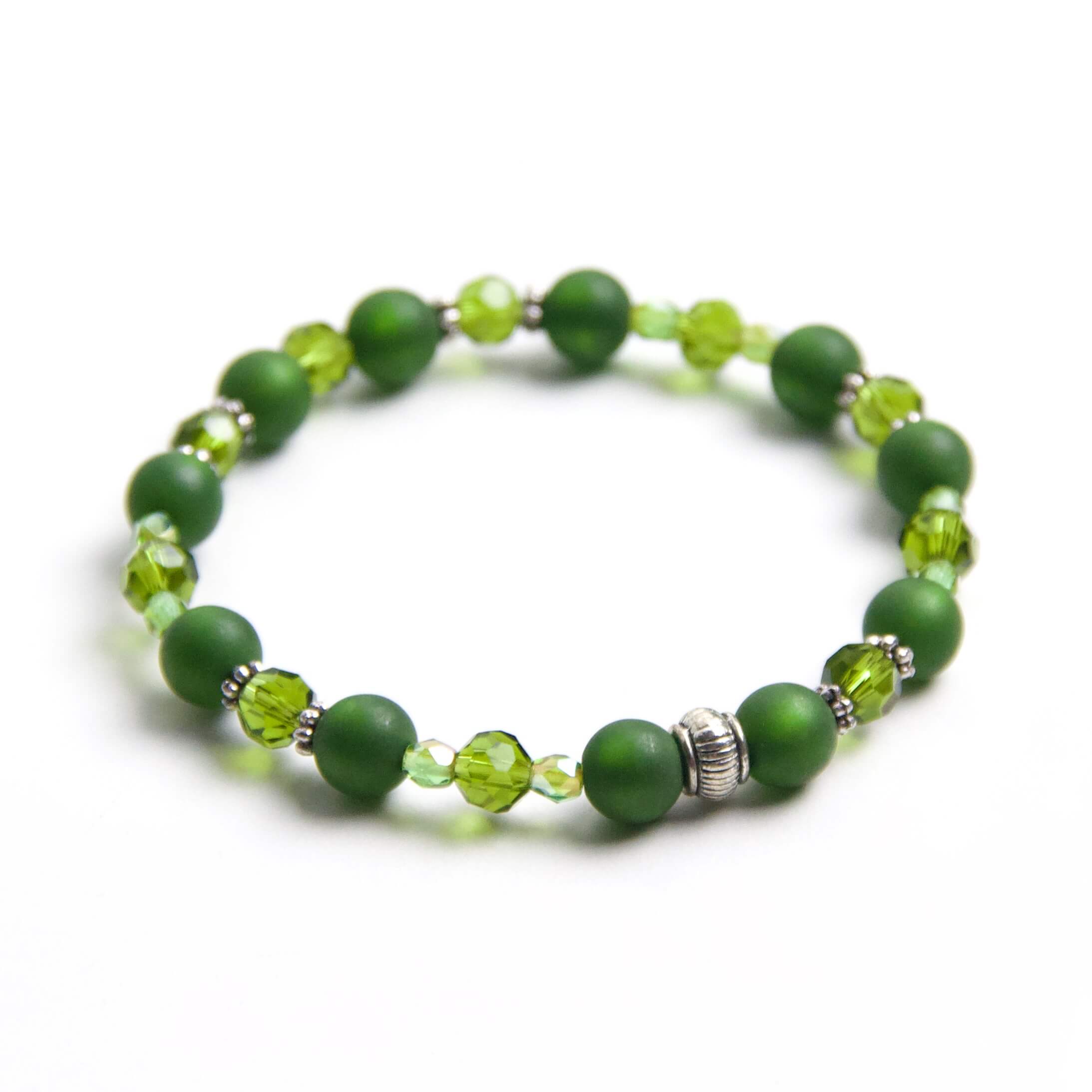 Perlen Armband Wald in Moosgrün – stabiles Gummiband – Handmade Perlen Armband Wald in Moosgrün – stabiles Gummiband - Handmade
