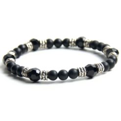 Perlen Armband schwarzer Achat – stabiles Gummiband – Handmade Perlen Armband schwarzer Achat – stabiles Gummiband - Handmade