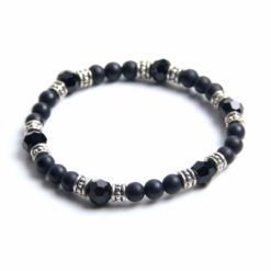 Perlen Armband schwarzer Achat – stabiles Gummiband – Handmade Perlen Armband schwarzer Achat – stabiles Gummiband - Handmade