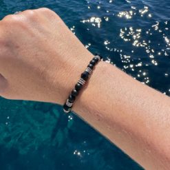 Perlen Armband schwarzer Achat – stabiles Gummiband – Handmade Perlen Armband schwarzer Achat – stabiles Gummiband - Handmade