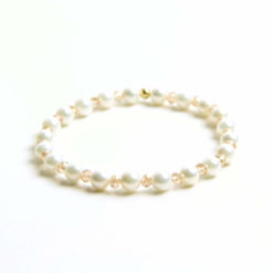 Perlen Armband creme Perlen mit gold – stabiles Gummiband – Handmade Perlen Armband creme Perlen mit gold – stabiles Gummiband - Handmade
