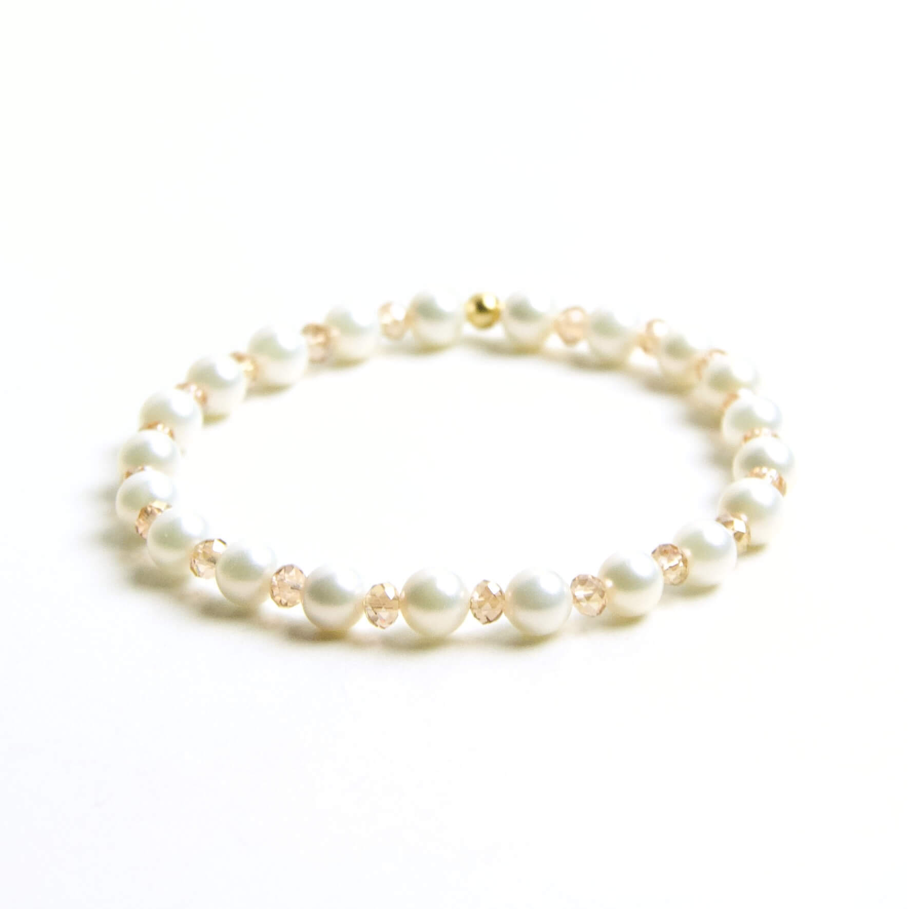Perlen Armband creme Perlen mit gold – stabiles Gummiband – Handmade Perlen Armband creme Perlen mit gold – stabiles Gummiband - Handmade