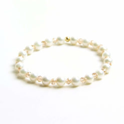 Perlen Armband creme Perlen mit gold – stabiles Gummiband – Handmade Perlen Armband creme Perlen mit gold – stabiles Gummiband - Handmade