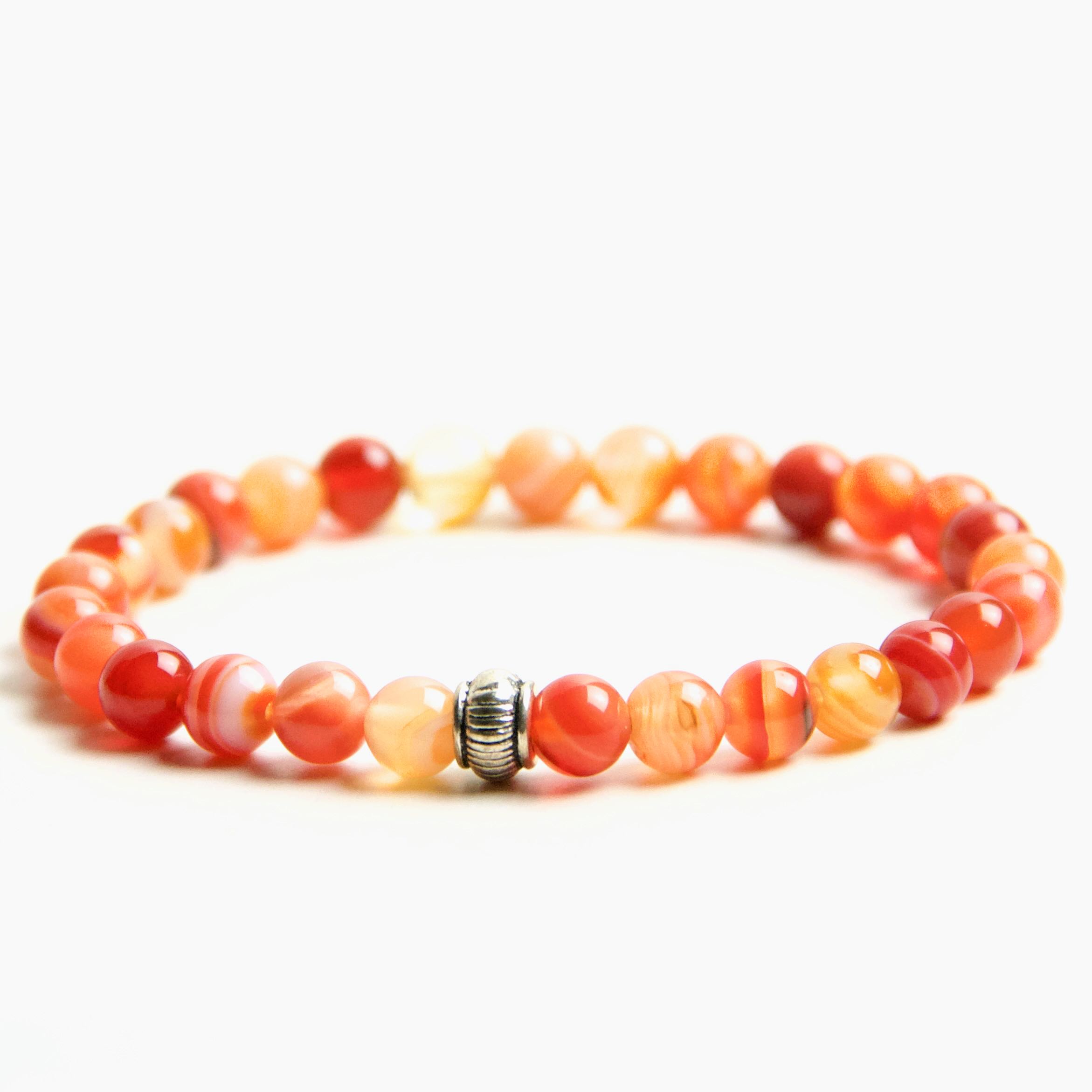 Perlen Armband orangener Achat – stabiles Gummiband – Handmade Perlen Armband orangener Achat – stabiles Gummiband - Handmade