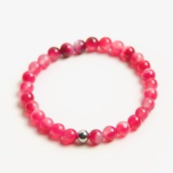 Perlen Armband Achat rosarot pink Edelsteinen – stabiles Gummiband - Handmade