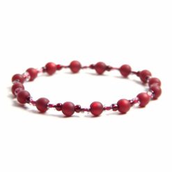 Perlen Armband orangener Achat – stabiles Gummiband - Handmade