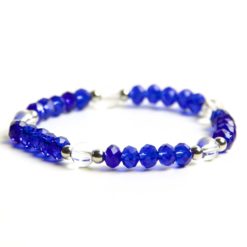 Perlen Armband Samtblau funkelnd – stabiles Gummiband - Handmade