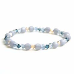 Perlen Armband Jeansblau blau Polaris – stabiles Gummiband - Handmade