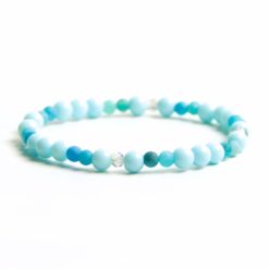 Perlen Armband türkis blau mit Achat – stabiles Gummiband - Handmade