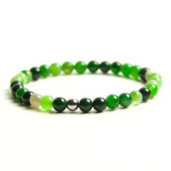 Perlen Armband grüner Achat – stabiles Gummiband - Handmade