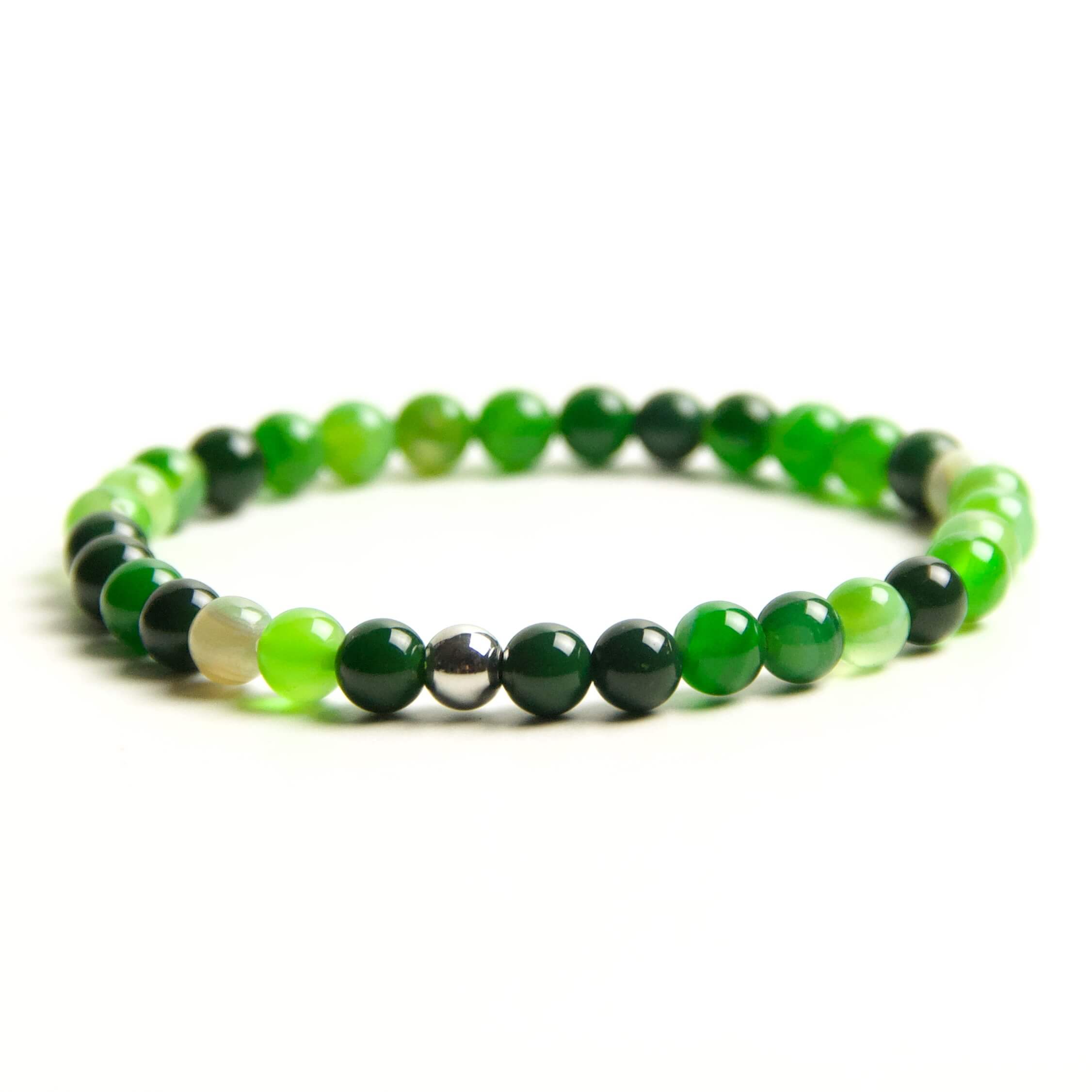 Perlen Armband grüner Achat – stabiles Gummiband – Handmade Perlen Armband grüner Achat – stabiles Gummiband - Handmade