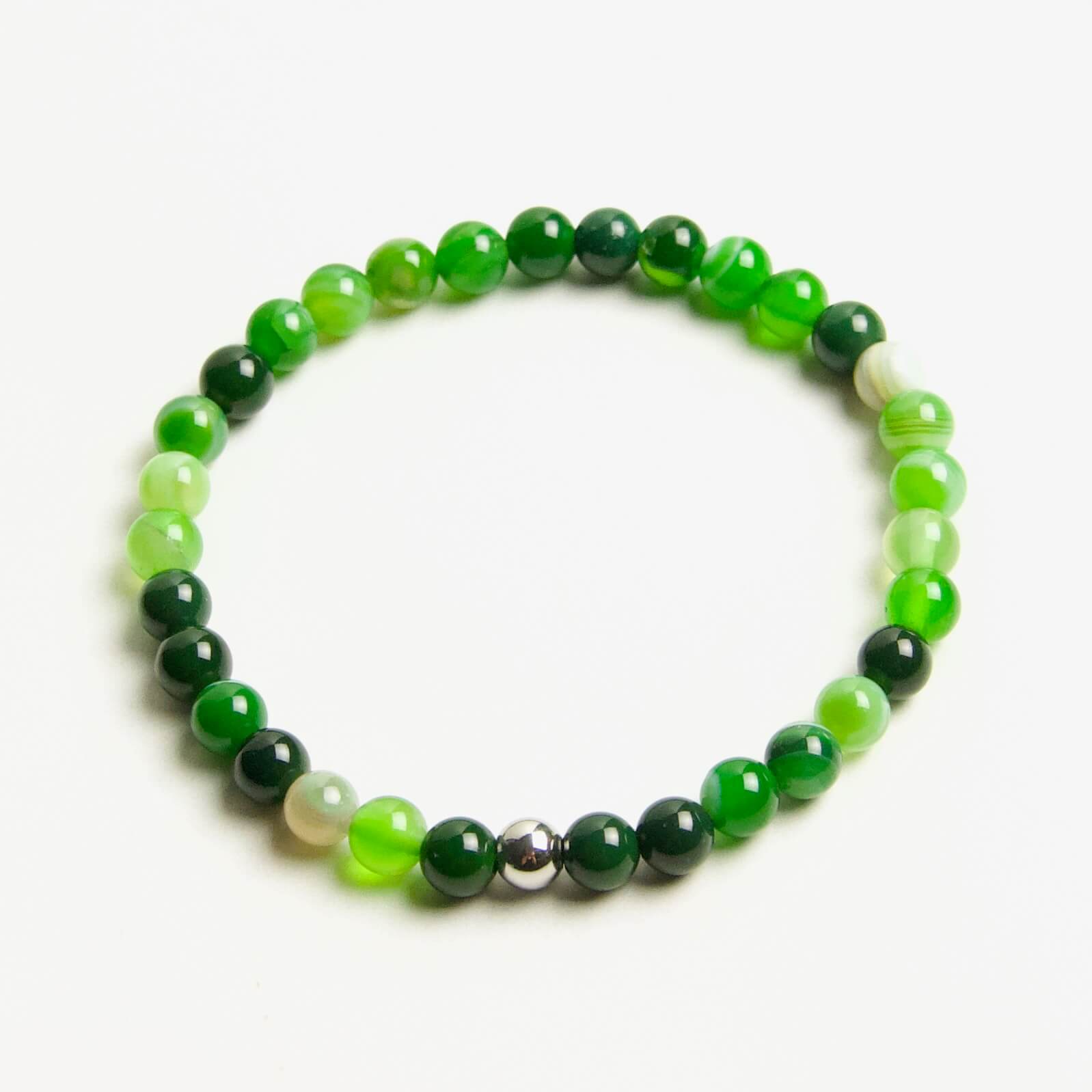 Perlen Armband grüner Achat – stabiles Gummiband – Handmade Perlen Armband grüner Achat – stabiles Gummiband - Handmade