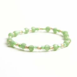 Perlen Armband patina grün – stabiles Gummiband - Handmade