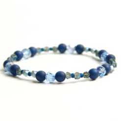 Perlen Armband dunkelblau Polaris – stabiles Gummiband - Handmade