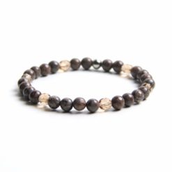 Perlen Armband braun aus Edelsteinen – stabiles Gummiband - Handmade