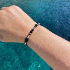 Perlen Armband mit schwarzen Achat Perlen – stabiles Gummiband – Handmade Perlen Armband mit schwarzen Achat Perlen – stabiles Gummiband - Handmade