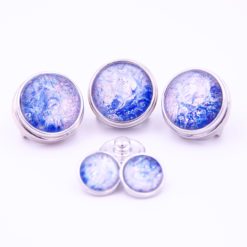 Druckknopf handbemalt Blau weiß zart rosa glitzernd Druckknopf handbemalt Blau weiß zart rosa glitzernd