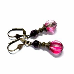 Romantische Ohrringe aus Bronze in rosa und violett boho Romantische Ohrringe aus Bronze in rosa und violett boho