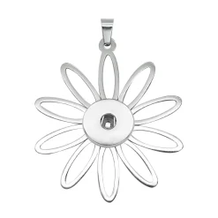Großer Blumen Druckknopf Anhänger Edelstahl für 16mm Druckknopf