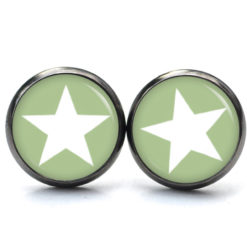 Ohrstecker, Ohrhänger, Clipse & Druckknopf – Motiv pastellgrüner Stern – Schmuck aus Edelstahl Ohrstecker, Ohrhänger, Clipse & Druckknopf – Motiv pastellgrüner Stern – Schmuck aus Edelstahl