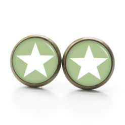 Ohrstecker, Ohrhänger, Clipse & Druckknopf – Motiv pastellgrüner Stern – Schmuck aus Edelstahl Ohrstecker, Ohrhänger, Clipse & Druckknopf – Motiv pastellgrüner Stern – Schmuck aus Edelstahl