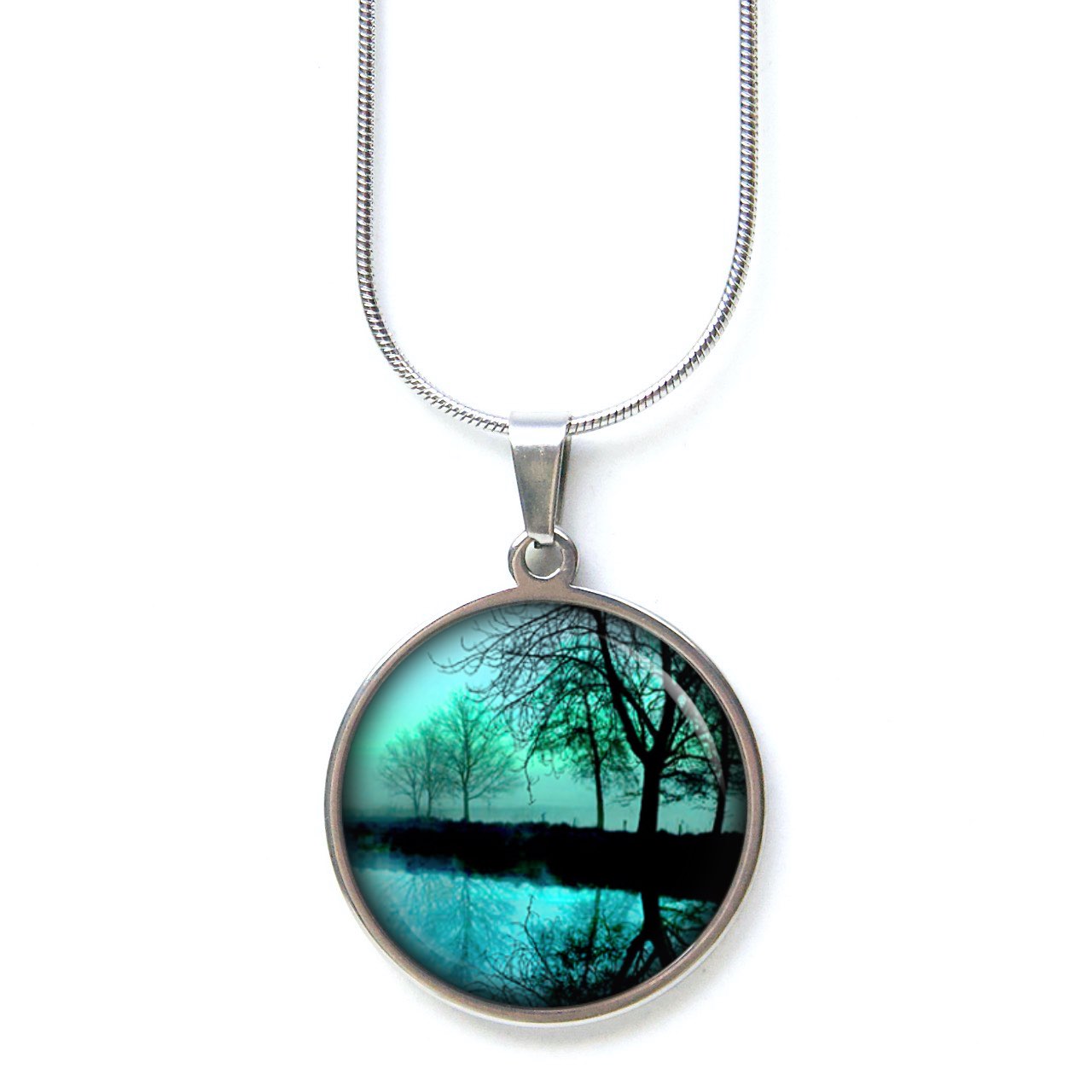 Ohrstecker, Ohrhänger, Clipse & Druckknopf – Motiv mystische türkise Landschaft – Schmuck aus Edelstahl Ohrstecker, Ohrhänger, Clipse & Druckknopf – Motiv mystische türkise Landschaft – Schmuck aus Edelstahl