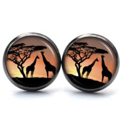 Ohrstecker, Ohrhänger, Clipse & Druckknopf – Motiv Giraffen in Afrika – Schmuck aus Edelstahl Ohrstecker, Ohrhänger, Clipse & Druckknopf – Motiv Giraffen in Afrika – Schmuck aus Edelstahl