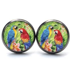 Ohrstecker, Ohrhänger, Clipse & Druckknopf – Motiv Papagei grün Tiere – Schmuck aus Edelstahl Ohrstecker, Ohrhänger, Clipse & Druckknopf – Motiv Papagei grün Tiere – Schmuck aus Edelstahl