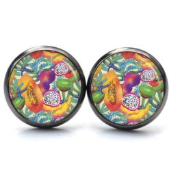 Ohrstecker, Ohrhänger, Clipse & Druckknopf – Motiv Obstkorb Früchte Karibik – Schmuck aus Edelstahl Ohrstecker, Ohrhänger, Clipse & Druckknopf – Motiv Obstkorb Früchte Karibik – Schmuck aus Edelstahl