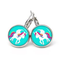 Ohrstecker, Ohrhänger, Clipse & Druckknopf – Motiv Einhorn Türkis Regenbogen – Schmuck aus Edelstahl Ohrstecker, Ohrhänger, Clipse & Druckknopf – Motiv Einhorn Türkis Regenbogen – Schmuck aus Edelstahl