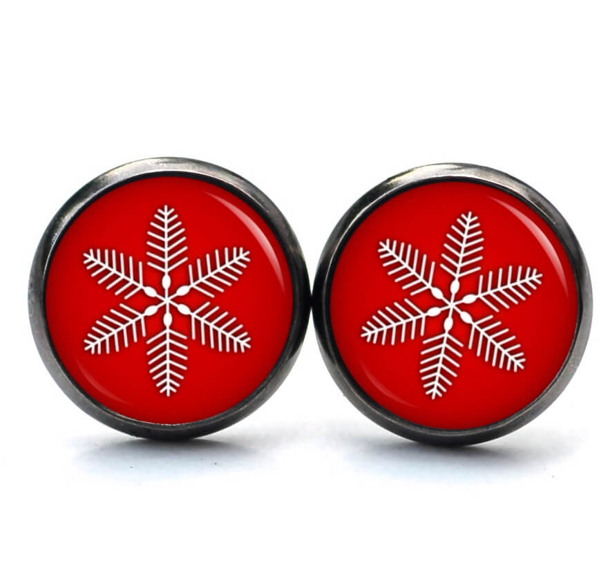 Ohrstecker, Ohrhänger, Clipse & Druckknopf – Motiv Schneeflocke rot Weihnachten – Schmuck aus Edelstahl Ohrstecker, Ohrhänger, Clipse & Druckknopf – Motiv Schneeflocke rot Weihnachten – Schmuck aus Edelstahl