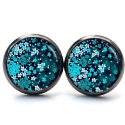 Druckknopf Ohrstecker Ohrhänger Clipse Blumenmeer türkis blau Druckknopf Ohrstecker Ohrhänger Clipse Blumenmeer türkis blau