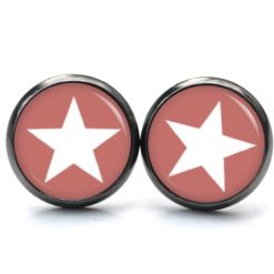 Druckknopf Ohrstecker Ohrhänger Clipse pastel rot weißer Stern Druckknopf Ohrstecker Ohrhänger Clipse pastel rot weißer Stern