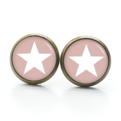 Druckknopf Ohrstecker Ohrhänger Clipse pastel rosa weißer Stern Druckknopf Ohrstecker Ohrhänger Clipse pastel rosa weißer Stern