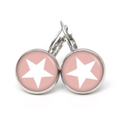 Druckknopf Ohrstecker Ohrhänger Clipse pastel rosa weißer Stern Druckknopf Ohrstecker Ohrhänger Clipse pastel rosa weißer Stern