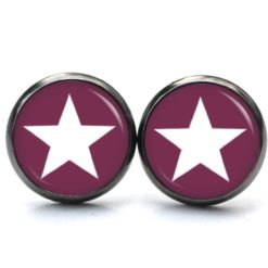 Druckknopf Ohrstecker Ohrhänger Clipse pflaume weißer Stern Druckknopf Ohrstecker Ohrhänger Clipse pflaume weißer Stern