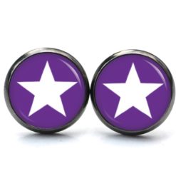 Druckknopf Ohrstecker Ohrhänger Clipse violett weißer Stern Druckknopf Ohrstecker Ohrhänger Clipse violett weißer Stern