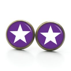 Druckknopf Ohrstecker Ohrhänger Clipse violett weißer Stern Druckknopf Ohrstecker Ohrhänger Clipse violett weißer Stern