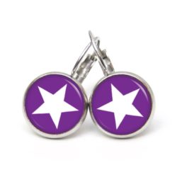 Druckknopf Ohrstecker Ohrhänger Clipse violett weißer Stern Druckknopf Ohrstecker Ohrhänger Clipse violett weißer Stern