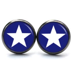 Druckknopf Ohrstecker Ohrhänger Clipse dunkelblau weißer Stern Druckknopf Ohrstecker Ohrhänger Clipse dunkelblau weißer Stern