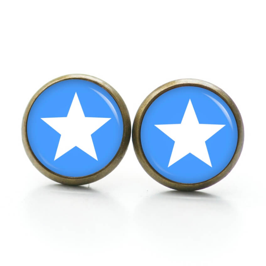 Druckknopf Ohrstecker Ohrhänger Clipse himmelblau weißer Stern Druckknopf Ohrstecker Ohrhänger Clipse himmelblau weißer Stern