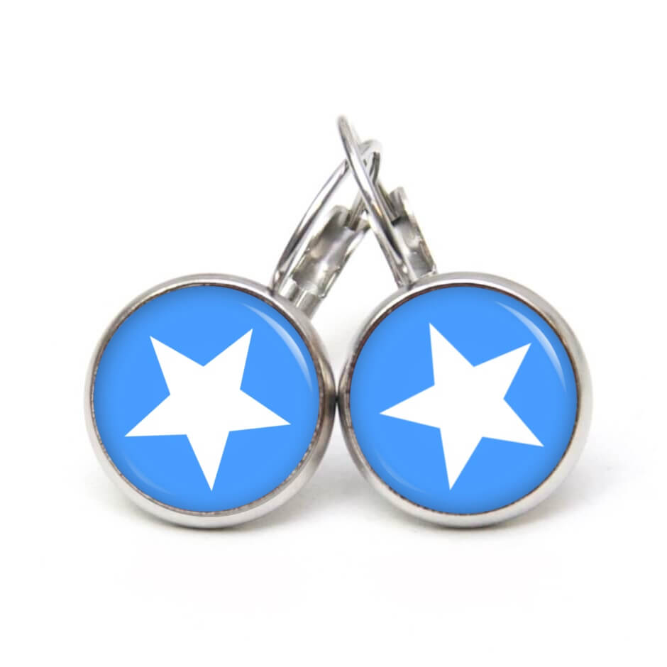 Druckknopf Ohrstecker Ohrhänger Clipse himmelblau weißer Stern Druckknopf Ohrstecker Ohrhänger Clipse himmelblau weißer Stern