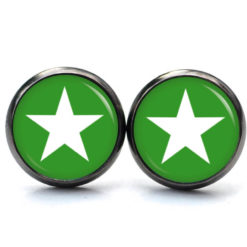 Ohrstecker, Ohrhänger, Clipse & Druckknopf – Motiv grün weißer Stern – Schmuck aus Edelstahl Ohrstecker, Ohrhänger, Clipse & Druckknopf – Motiv grün weißer Stern – Schmuck aus Edelstahl