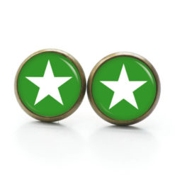 Ohrstecker, Ohrhänger, Clipse & Druckknopf – Motiv grün weißer Stern – Schmuck aus Edelstahl Ohrstecker, Ohrhänger, Clipse & Druckknopf – Motiv grün weißer Stern – Schmuck aus Edelstahl