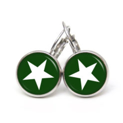 Ohrstecker, Ohrhänger, Clipse & Druckknopf – Motiv dunkelgrün weißer Stern – Schmuck aus Edelstahl Ohrstecker, Ohrhänger, Clipse & Druckknopf – Motiv dunkelgrün weißer Stern – Schmuck aus Edelstahl
