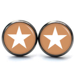 Ohrstecker, Ohrhänger, Clipse & Druckknopf – Motiv beige weißer Stern – Schmuck aus Edelstahl Ohrstecker, Ohrhänger, Clipse & Druckknopf – Motiv beige weißer Stern – Schmuck aus Edelstahl