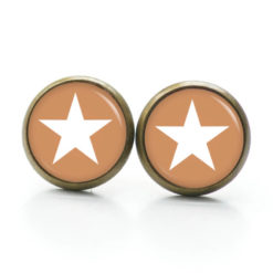 Ohrstecker, Ohrhänger, Clipse & Druckknopf – Motiv beige weißer Stern – Schmuck aus Edelstahl Ohrstecker, Ohrhänger, Clipse & Druckknopf – Motiv beige weißer Stern – Schmuck aus Edelstahl