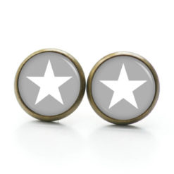 Ohrstecker, Ohrhänger, Clipse & Druckknopf – Motiv grau weißer Stern – Schmuck aus Edelstahl Ohrstecker, Ohrhänger, Clipse & Druckknopf – Motiv grau weißer Stern – Schmuck aus Edelstahl