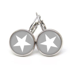 Ohrstecker, Ohrhänger, Clipse & Druckknopf – Motiv grau weißer Stern – Schmuck aus Edelstahl Ohrstecker, Ohrhänger, Clipse & Druckknopf – Motiv grau weißer Stern – Schmuck aus Edelstahl