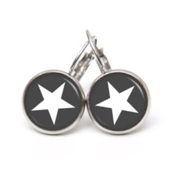 Ohrstecker, Ohrhänger, Clipse & Druckknopf – Motiv anthrazit weißer Stern – Schmuck aus Edelstahl Ohrstecker, Ohrhänger, Clipse & Druckknopf – Motiv anthrazit weißer Stern – Schmuck aus Edelstahl